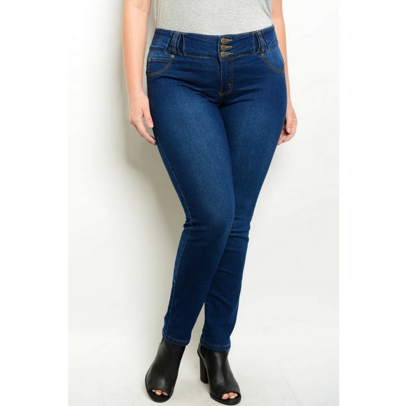 Dark Blue Plus Size Jeans {Kaba} - Picture 2 of 4